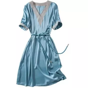 Юбка-трапеция, новое женское летнее платье свободного покроя с V-образным вырезом и шнуровкой S