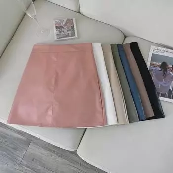 Юбка-трапеция с высокой талией из искусственной кожи 2023 года для миниатюрных женщин M чёрный