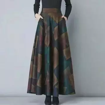 Юбка-трапеция в стиле ретро для женщин с высокой талией, облегающая, коллекция осень/зима M