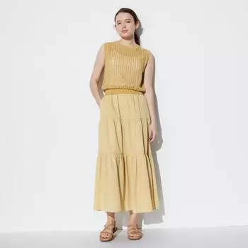 Юбка UNIQLO JAPAN из мятого хлопка, стандартная длина, от 86 до 90 см