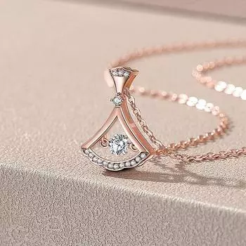 Юбка в форме щепки с бьющимся сердцем и бриллиантами, модная простая подвеска на ключицу, цепочка