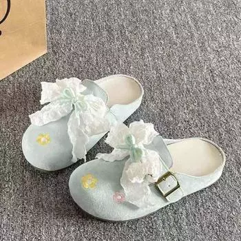 Юбка в стиле сяосянфэн, летняя, обувь, женская, новая, с бантом, полушлепанцы женские, универсальная обувь на одном ходу, ленивая 35