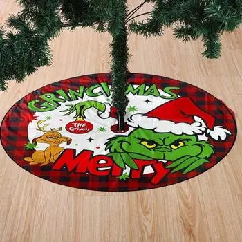 Юбка в виде рождественской елки, диаметр 48 дюймов, плюшевый воротник в виде рождественской елки с завязками 120cm B