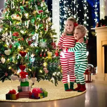 Юбка в виде рождественской елки, яркий цвет, элегантный блестящий коврик с блестками, коврик для рождественской елки для праздничных украшений для дома и вечеринки 60 cm золотистый