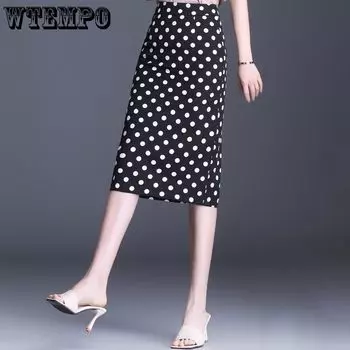 Юбка Wave Point Half Length, женская летняя тонкая юбка One Step, юбка средней длины с разрезом на бедрах, свисающая шифоновая юбка M