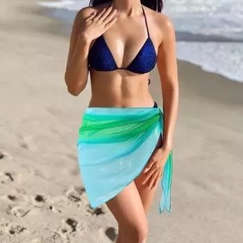 Юбка Yousheng Beach Sheer Cover Up, градиентный шифоновый бикини-накидка, универсальный шарф, купальный костюм, шаль, солнцезащитный крем, накидка XL