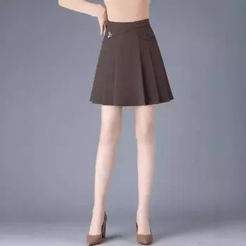 Юбка женская весенне-осенняя короткая юбка плиссированная весенняя женская маленькая высокая талия a word женская куртка высокого класса юбка L (95-55 kg) чёрный