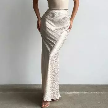 Юбка женская Yousheng с леопардовым принтом, юбка с высокой талией, сексуальная, облегающая бедра, длиной до щиколотки, полуоблегающая юбка для вечеринок, уличной одежды, свиданий M чёрный