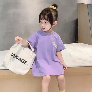 Юбки для девочек, детские футболки с короткими рукавами, детская одежда в иностранном стиле для маленьких девочек, детские топы 120