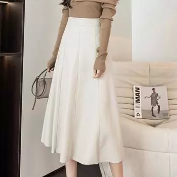 Юбки из искусственной кожи для женщин, плиссированные шикарные повседневные свободные юбки на молнии, осень-зима, новые модные женские юбки с высокой талией S чёрный