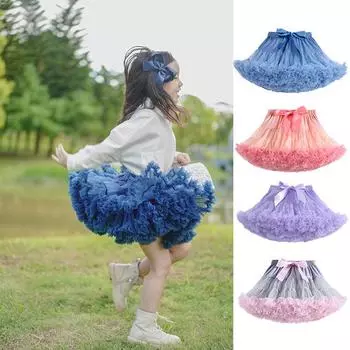 Юбки-пачки для девочек, однотонное пышное тюлевое бальное платье принцессы, юбка-петти, детские балетные вечерние юбки для выступлений для детей XS