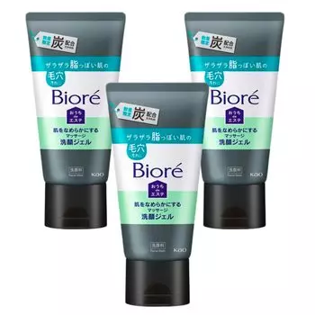 JUCAGO из 3 штук Kao Biore Home de Esthetic Массажный очищающий гель для лица, разглаживающий кожу, уголь 150 г [Покупки наборов]