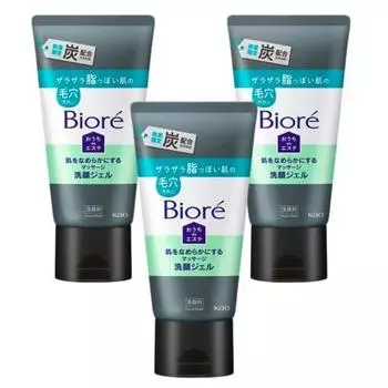 JUCAGO [Set of 3 Bulk Purchases] Kao Biore Home de Esthetic Massage Facial Cleansing Gel to Smooth the Skin Charcoal 150g