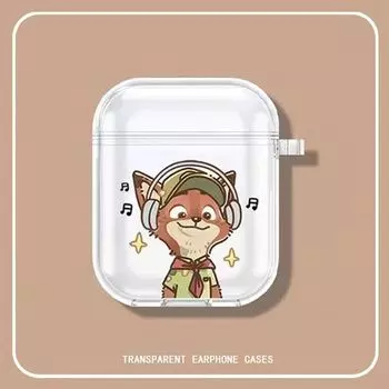 Judy Airpodspro2 Protective Case 1234 Generation Second Generation Rabbit Fox Bluetooth Earbuds Case Couple Three Generation Transparent Soft Case Apple AirPods Pro 2nd Generation Fox (Shell only)