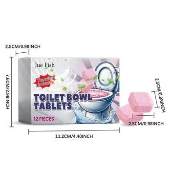 JUE FISH Бытовые чистящие средства для туалетов Шипучие таблетки Чистящие средства для унитазов Таблетки для очистки длительного действия Устранитель запаха Автоматический очиститель 12pcs