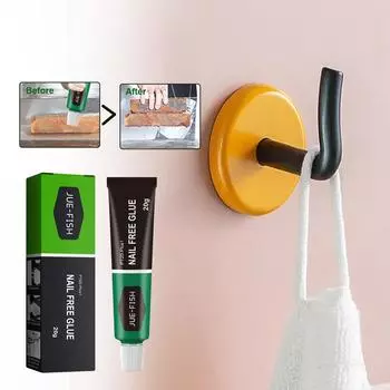 Jue Fish Клей без гвоздей Плитка Металл Стекло Полка Ванная Кухня Универсальный клей без отверстий 20g