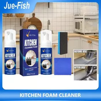 JUE-FISH кухонное пенное средство для очистки кухонного масла, дыма, удаления масляных пятен, очистка тяжелых масляных пятен, обезжиривающая пена, эффективное чистящее средство 30ml