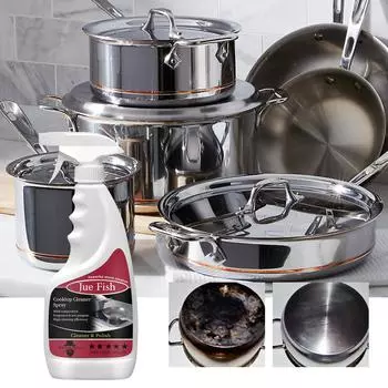 JUE-FISH Кухонный спрей для очистки тяжелого масла Мощный очиститель посуды из нержавеющей стали Чистящий спрей для кухни безопасно удаляет пятна, 120 мл 120ml