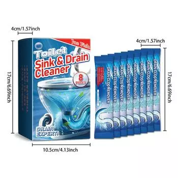 Jue-Fish Pipe Dredge Powder Pipeline Dredging Sink Dezodorizer Drain Openers Мощный порошок для удаления засоров для туалетов и ванной комнаты 8pcs