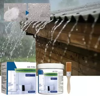 JUE-FISH Прозрачный водостойкий клей Прозрачное водостойкое покрытие для ванной комнаты Балкон Без кирпича Крыша Герметичный клей 100g