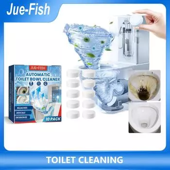 JUE-FISH Шипучие таблетки для чистки унитаза Чистящая жидкость для унитаза Чистящая жидкость для удаления запахов, оставляющая аромат, Таблетки для чистки унитаза 10pcs