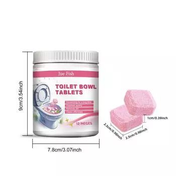 JUE FISH Шипучие таблетки для туалета, средство для удаления желтой мочи, очиститель для унитаза, дезодорант с функцией автоматического смыва, очиститель унитаза 12pcs