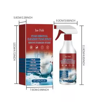 Jue-Fish спрей для чистки ванной комнаты, мощный, несмываемый, пузырьковый очиститель, обезжиривающий, очищающий спрей, удаляющий пятна, пенный очиститель для кухни 120ml