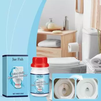 JUE FISH Средство для удаления пятен с унитаза, чистка унитаза, дезодорирование, очистка трудноудаляемых пятен, удаление известкового налета, пена, порошок для чистки 100g