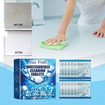 JUE FISH Таблетки для удаления пятен с различных поверхностей Пена для удаления пятен с кухни, прочная пена для удаления жира и пятен 12PCS