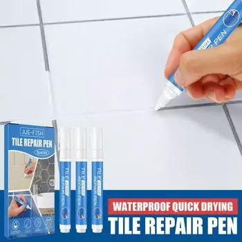 jue-fish Tile Repair PenРучка для заделки швов на стенахРучка для заделки швов на плиткеВодонепроницаемая и устойчивая к плесени ручка для заделки швов на напольной плитке в ванной 3pcs