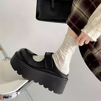 Юг на юге, белые тапочки-мешки на толстой подошве с застежкой-липучкой для женщин, летняя модель 2025 года, новая модель Mary Jane half-tow 35 чёрный