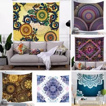 Юго-Восточная Азия, геометрический гобелен с мандалой, гостиная, спальня, общежитие, прикроватное украшение, прямая трансляция, фон, подвесная ткань 95*73cm