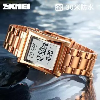 Юго-Восточная Азия Взрывной момент Красота Мода Мужские Маленькие Квадратные Часы Многофункциональный Секундомер Хронометраж Бизнес Стальной Ремень Электронные Часы