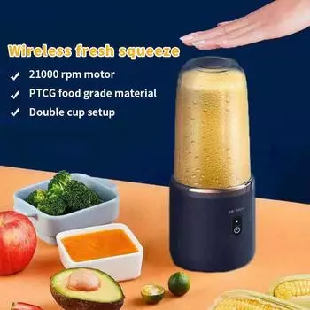 Juicer Blender Fruit Juicer USB Charging Lemon Orange Fruit Juicing Cup Smoothie Blender Machine синий