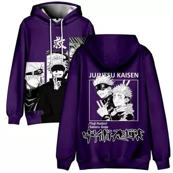 Jujutsu Kaisen Аниме Толстовка Tie Dye Толстовка Уличная одежда Мультфильм Печатный Толстовка с капюшоном Мужчины Женщины Косплей Спортивные пуловеры XS