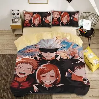 Jujutsu Kaisen Bedding Set Japan Famous Anime Duvet Cover Sets Boys 3D Printed Quilt Cover Sukuna Bedroom Decoration 135x200cm 2pcs