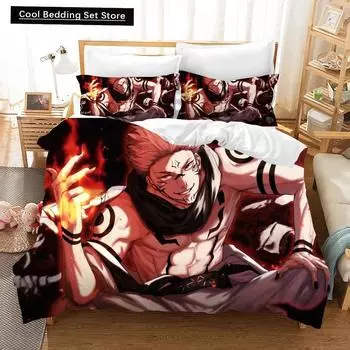 Jujutsu Kaisen Duvet Cover Cool Bedding Set Japanese Famous Animation Set Special for Adults and Children s Room Decoration US Queen(228x228cm)
