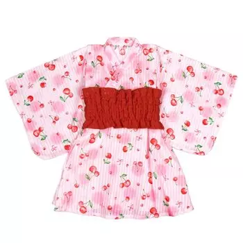 Юката цельный комплект из 2 предметов для детей вишневый с поясом Heiko Obi 110 розово-красный розовый