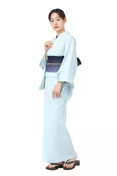 Юката для взрослых, простое одиночное кимоно Shijira Weave Kurume, одиночная одежда BOTAN [Tayutaf], женская (Светло-синий) светло-синий