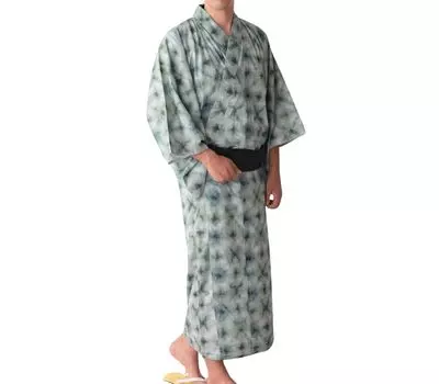 Юката Юката EMU комплект оби Cool touch Юката темно-синий Shijira Weave Cotton LL [Sweet Mummy] мужской мужской 3-х предметный One-touch мужской серый