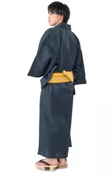 Юката Оби Ива Хлопок Хлопок Презентация Оби Синий x Желтый [Ai Indigo] Мужской и 2-х предметный комплект, антипригарное плетение, лен, (Синий C1.2XL)