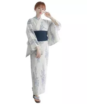 Юката пеленальный комплект heiko E Kyoto [KYOETSU] комплект, переплетение, небеленый, 6 предм. (юката, оби, нижнее белье, гэта, пояс) Женский (2. Сигурэ)