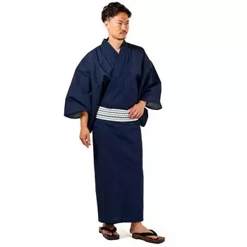 Юката Шидзира Хлопок Льняной Юката Комплект M LL с квадратной талией Руководство по выбору одежды для мужчин - (Юката, оби, ремень, гэта) (Флот, Л) тёмно-синий