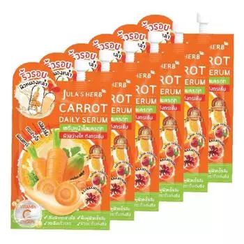 Jula s Herb Carrot Daily Serum с витамином С и бета-каротином разглаживает морщины, темные пятна и темные круги под глазами 8 мл х 6 шт - тайский 8 ml x 6 pcs оранжевый