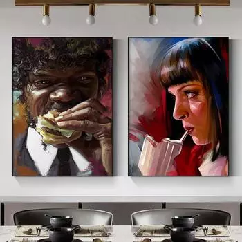 Jules Winnfield Вкусный бургер Ума Турман Напиток Плакат Граффити Искусство Холст Картина Печать Столовая Декор Дома Стены Cuadros 21x30cm No Framed