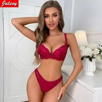 Julexy, женский комплект с бюстгальтером пуш-ап, сексуальное кружевное нижнее белье, бюстгальтер, короткий комплект, регулируемый бюстгальтер, нижнее белье, стринги, чашка B 75B бежевый