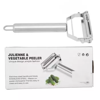 Julienne Peeler Stainless Steel 2 In1 Peeler Grater for Carrot Potato Melon Vegetable Fruit