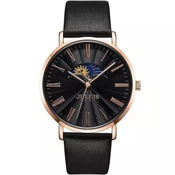 [Julius] Мужские кожаные наручные часы Sun and Moon JA-1308M, популярные корейские часы