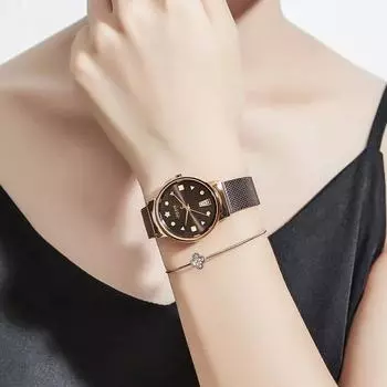 [Julius] Женские часы с металлическим сетчатым ремешком JA-1187, популярные корейские часы