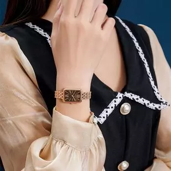 [Julius] Женские мягкие квадратные наручные часы JA-1350 + корпус + набор инструментов для ремешка, популярные корейские часы